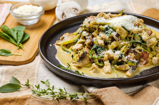 Keto Zoodle Chicken Carbonara